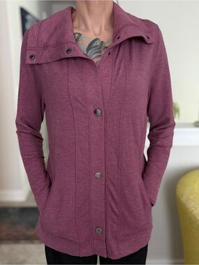 Free Country women's mauve-pink snap-front jacket high collar size medium